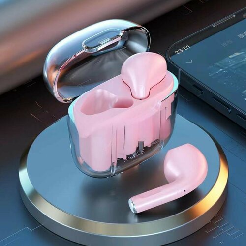 Наушники беспроводные Pro13 TWS вкладыши BT 50 30180 мАч прозрачные фиолетовые 1300₽