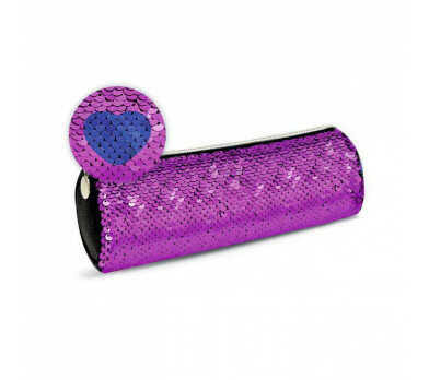 Пенал 1 отделение 21*7*7 СМ "фуксия" пайетки 48929