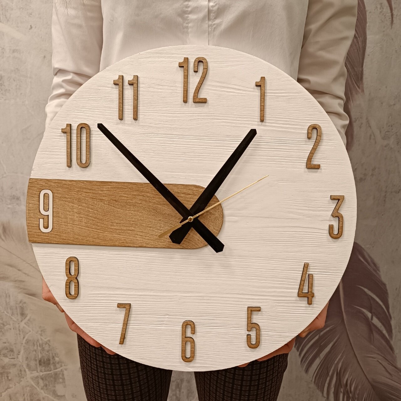 Часы деревянные ручной работы в стиле лофт с тихим механизмом