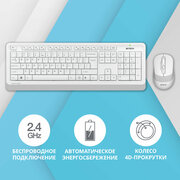 Клавиатура + мышь A4Tech Fstyler FG1010 клав: белый/серый мышь: белый/серый USB беспроводная Multimedi