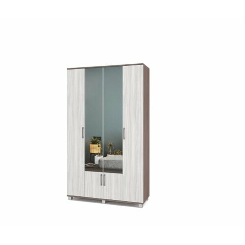 Модерн Шкаф 1200 выдвижн. штанга с зеркалом и дверцами Кана К42 Шимо темный/Шимо светлый