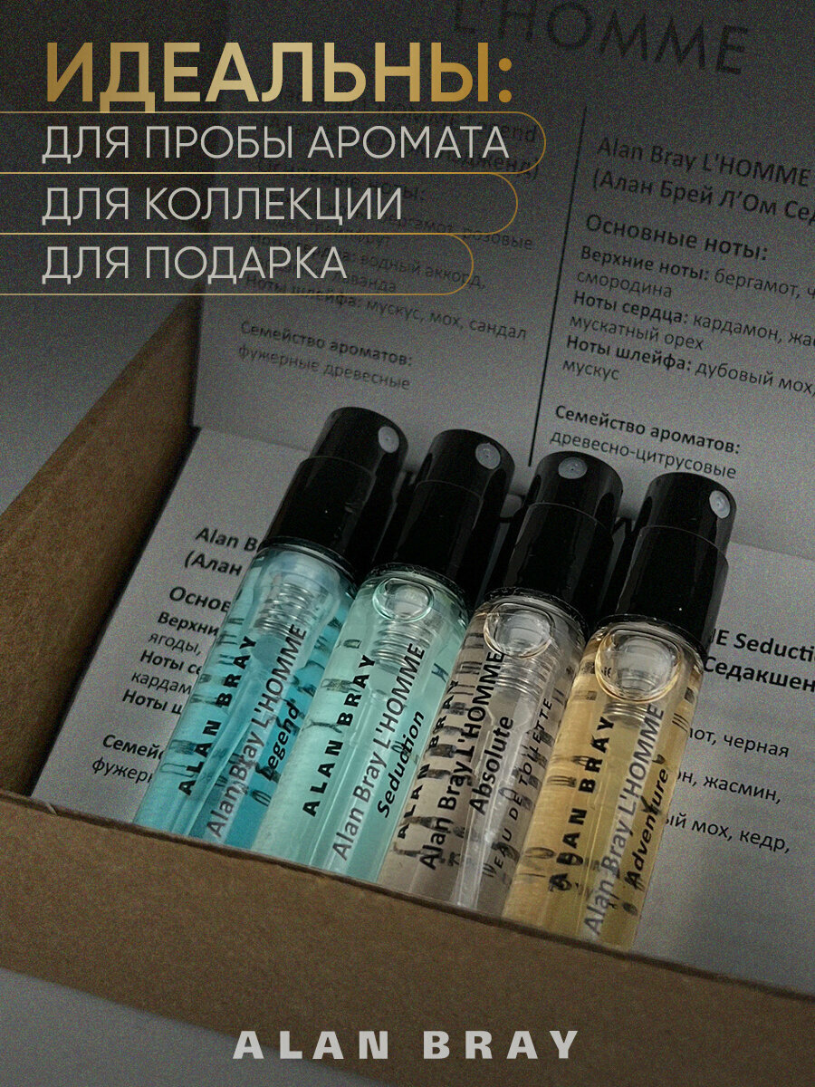 Набор духи мужские популярные в ALAN BRAY L'HOMME ТВ 4х3 мл древесные, пряные, цитрусовые, свежие