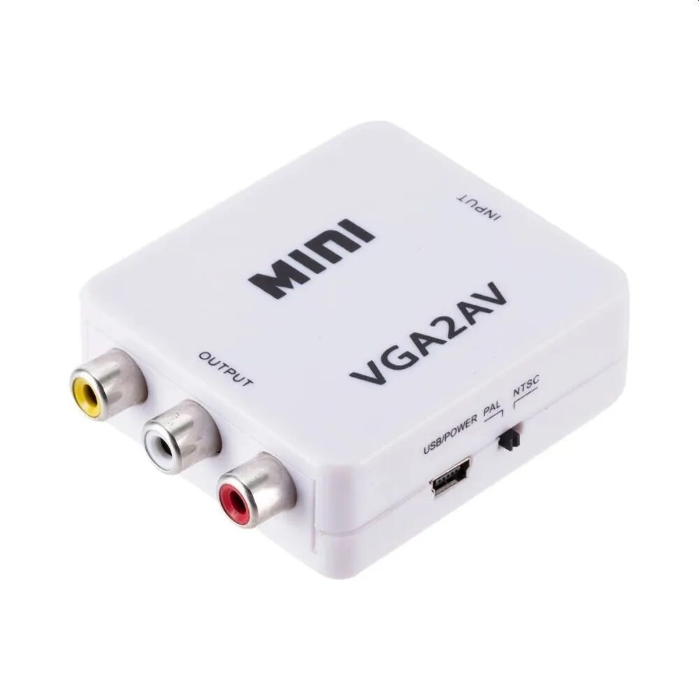 Адаптер-переходник (конвертер) VGA на 3RCA (AV) (VGA in, RCA out) USB кабель питания