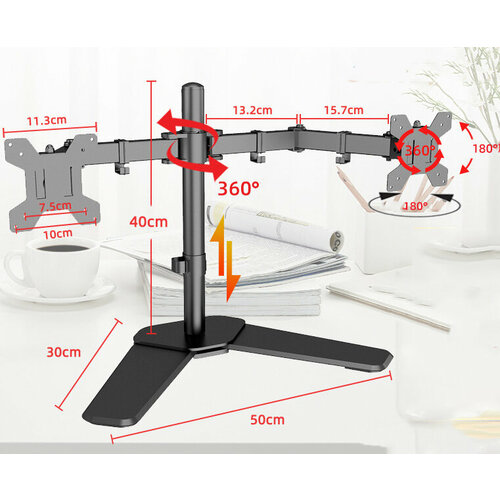 Кронштейн MyPads для 2х мониторов 14-27 дюймов настольный двойной из металлического сплава 4836₽