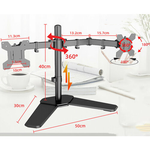 Кронштейн MyPads для 2х мониторов 14-27 дюймов настольный двойной из металлического сплава