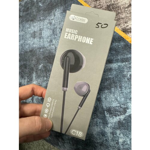 Проводные наушники капельки с микрофоном Cokike C18 116 Дцб 130см 16 Ом разъем 35мм для старых телефонов магнитолы радио MP3-плеера VR-о 588₽