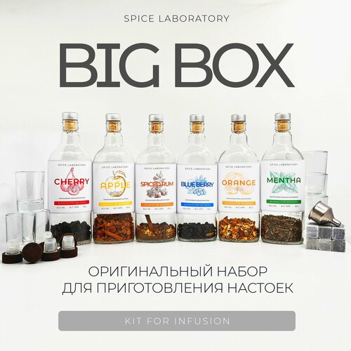 Подарочный набор настоек SPICE LABORATORY / BIG BOX / 6 бутылок со смесью + аксессуары