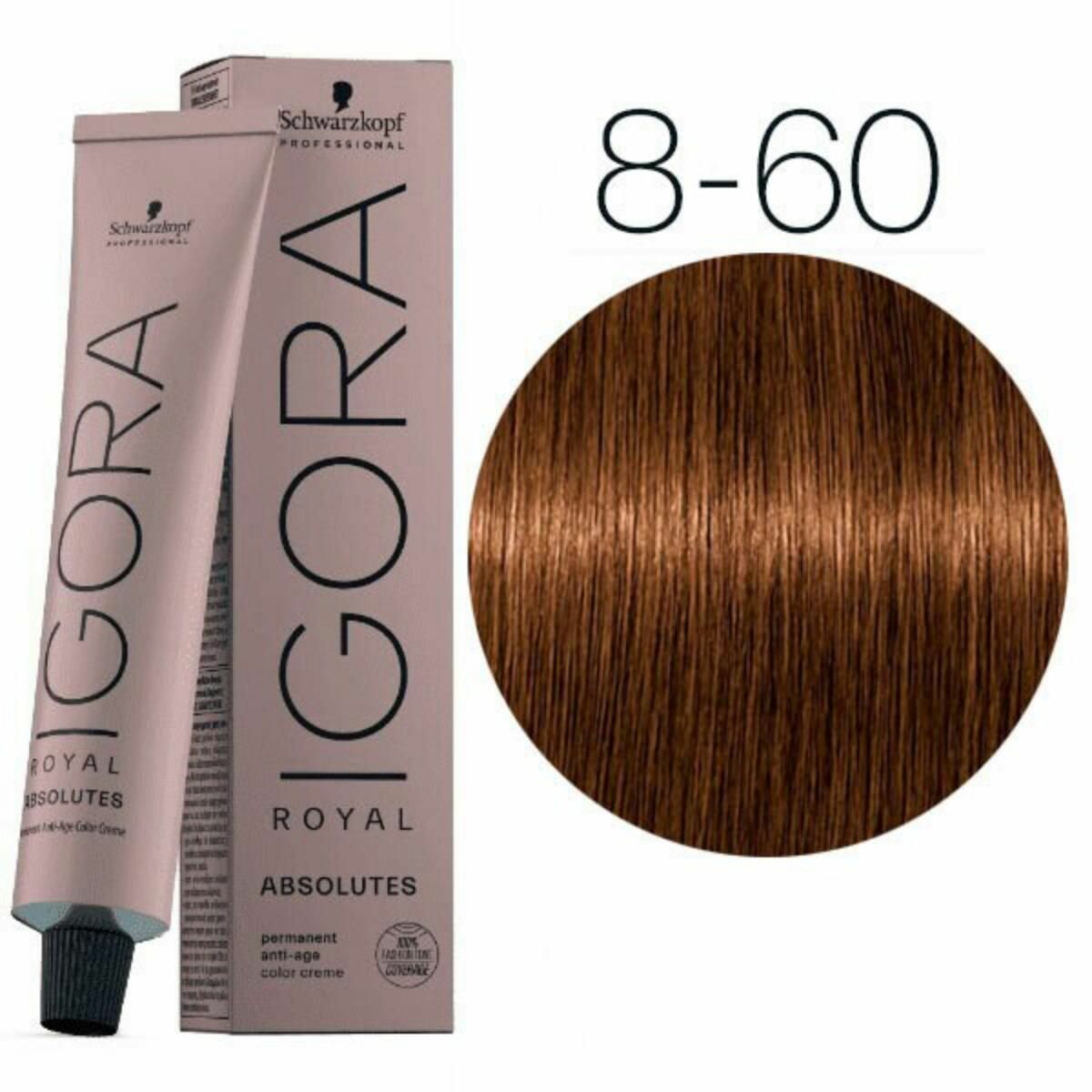 Schwarzkopf IGORA ROYAL Absolute 8-60 Светлый русый шоколадный натуральный Стойкая крем-краска для седых волос 60 мл