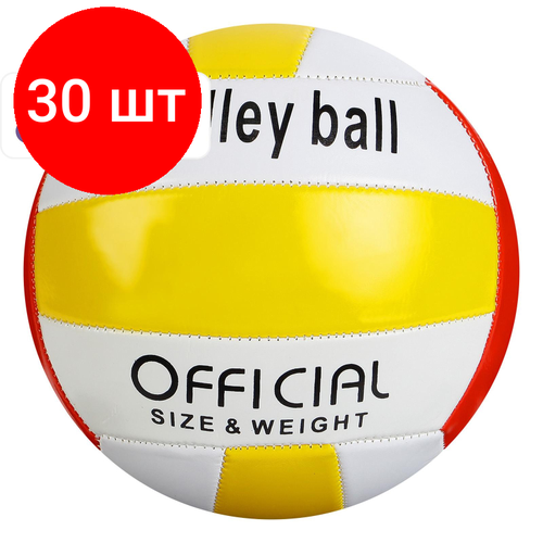 Комплект 30 штук, Мяч волейбольный, размер 5, PVC, 2 подслоя, машинная сшивка, микс мяч волейбольный onlitop я люблю спорт размер 5 18 панелей pvc 2 подслоя машинная сшивка
