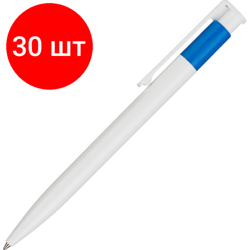 Комплект 30 штук, Ручка шариковая автомат. ICO STAR син клип/бел корп, син ст. 0.5мм