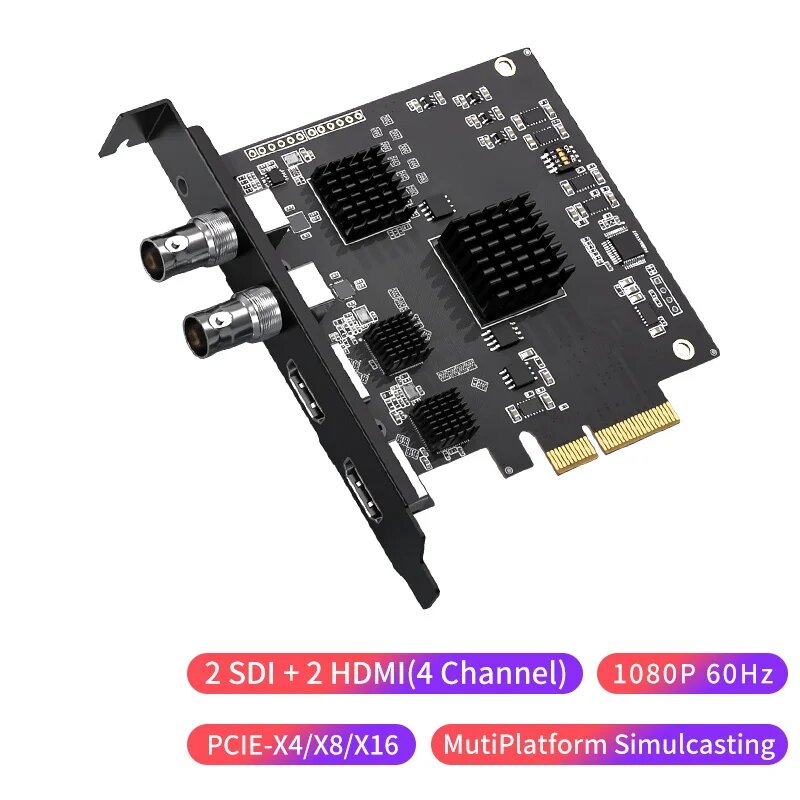 4-канальный HDMI-совместимый и SDI трансляции PCIE HD видео захвата карты 1080p OBS Vmix/PS4/xbos/NS передача потоковой передачи, 4 Channel