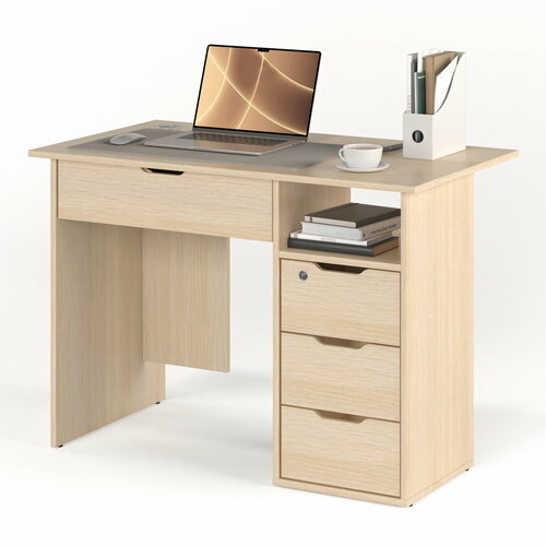 Стол письменный БАНГА-53-Я правый дуб молочный