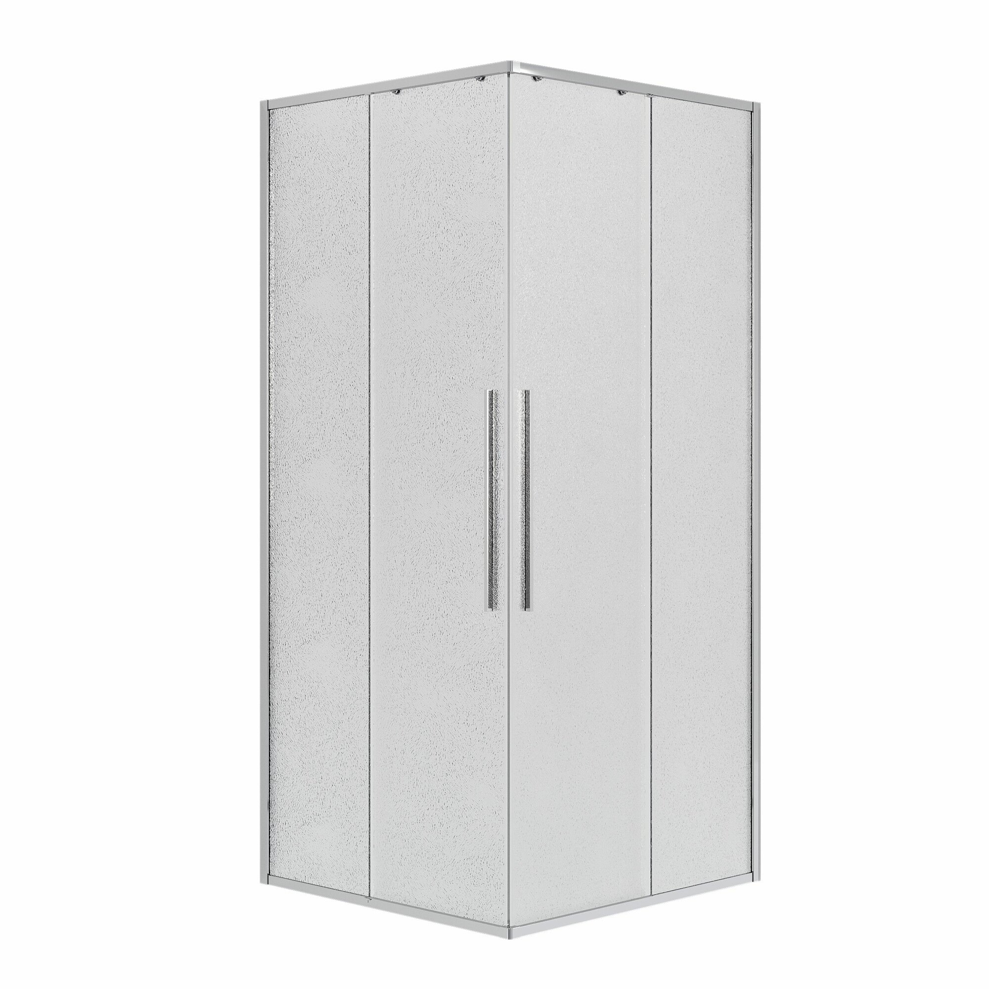 Душ. ограждение NG-3623-34 (90*90*195) квадрат, раздвижная, хром, стекло шиншилла,1 место