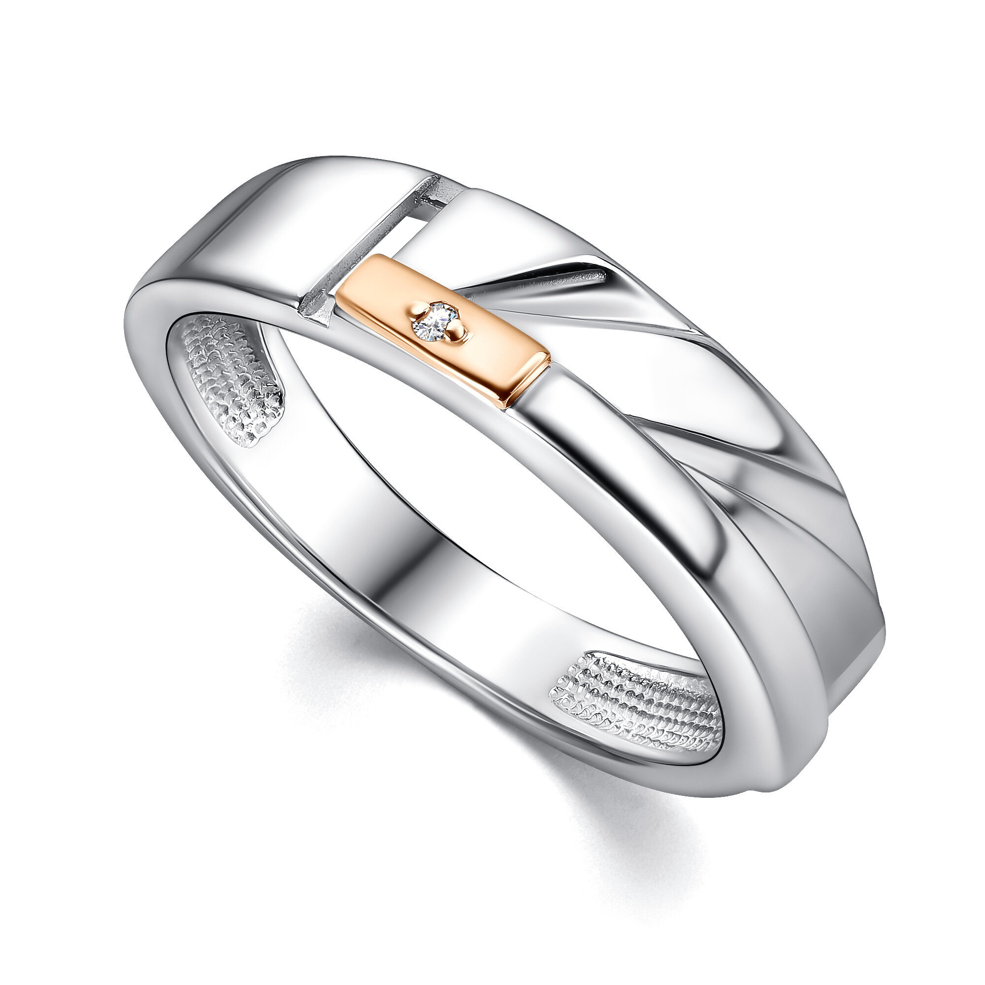 Кольцо Diamant online, серебро, 925 проба, родирование, бриллиант