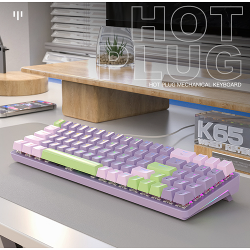 Клавиатура механическая русская Wolf K65 игровая с подсветкой Hot Swap проводная для компьютера ноутбука 4489₽