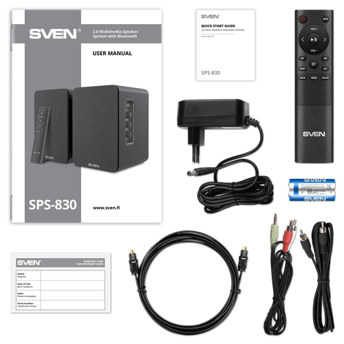 Колонки Sven SPS-830 черный 60 Вт Bluetooth HDMI RCA OPT USB microSD пульт SV-022556 14010₽