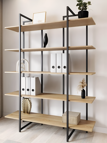 Изображение товара Дизайнерский Металлический Стеллаж лофт LIBRON 5 полок (175х134х34) Дуб Сонома