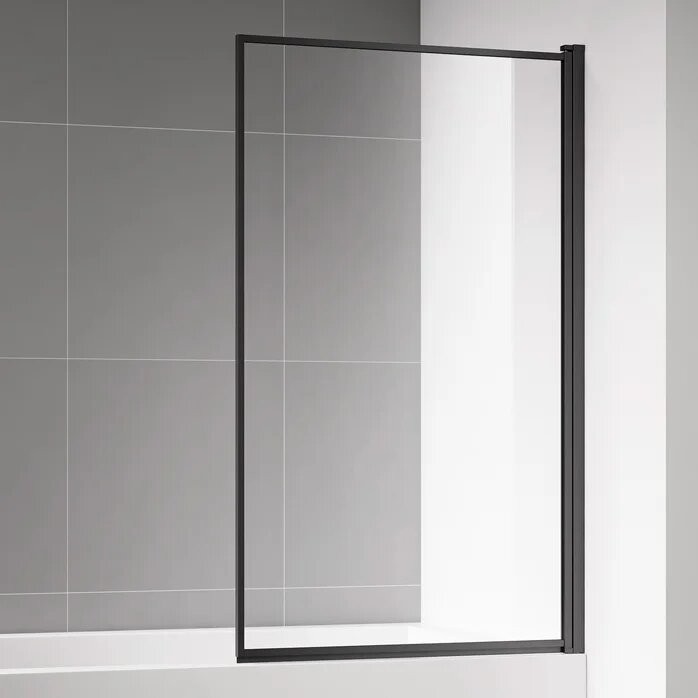 Душевая шторка на ванну AQUAme 80х140 см профиль черный, стекло прозрачное - фото №2