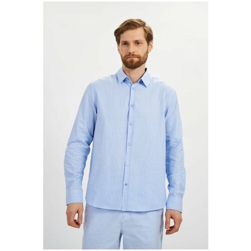 фото Рубашка baon рубашка в тонкую полоску baon, размер: s, голубой