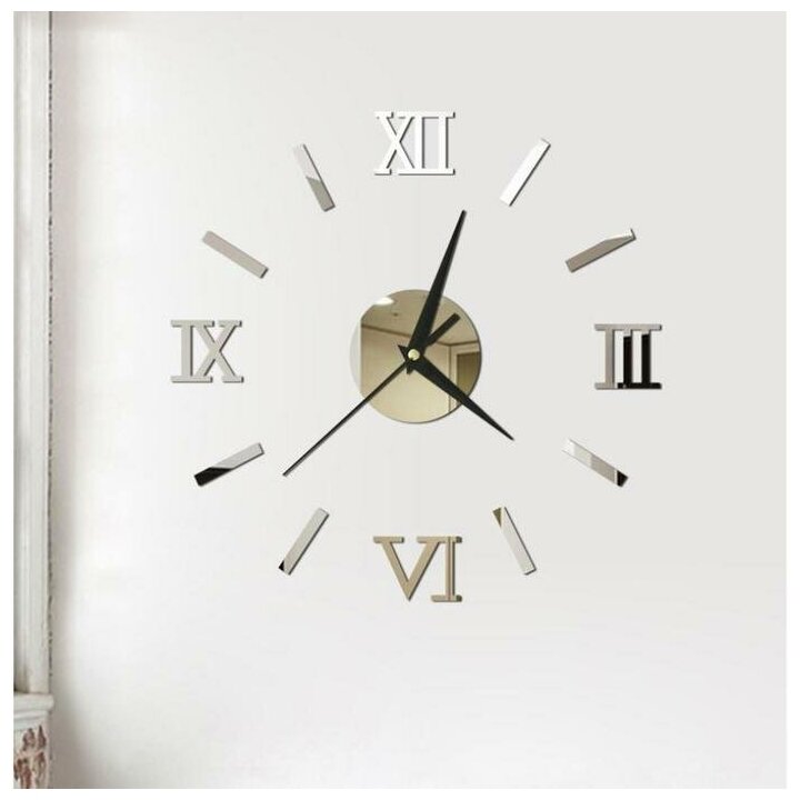 Часы-наклейка "Давис", d= 45 см, сек. стрелка 12 см, серебро 5451323