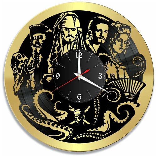 фото Настенные часы redlaser пираты карибского моря золото, из винила, №1 vc-10372-1
