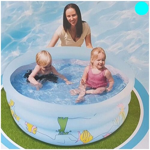 фото Бассейн детский зеленый надувной высота 30 см d 90 в пакете / надувной бассейн детский pool- gt1eblue-01 panawealth