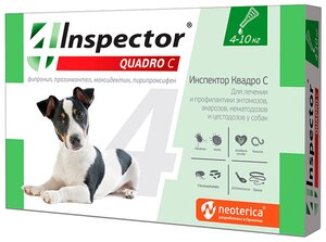 Фото INSPECTOR QUADRO C капли для собак весом от 4 до 10 кг против внутренних и внешних паразитов (1 пипетка)