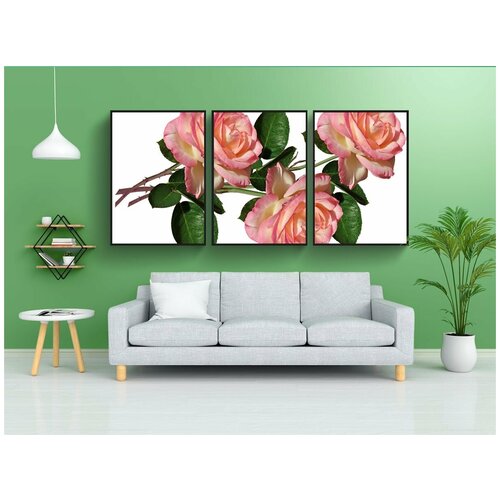 фото Набор модулных постеров для интерьера "розы, цветы, духи" 60x90 см. в тубусе, без рамки lotsprints