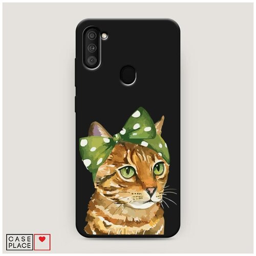 фото Чехол силиконовый матовый samsung galaxy a11 кошечка с бантиком case place