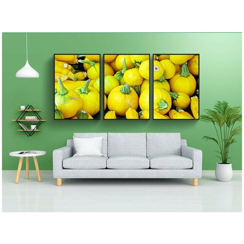фото Набор модулных постеров для интерьера "цукини, овощи, желтый" 60x90 см. в тубусе, без рамки lotsprints