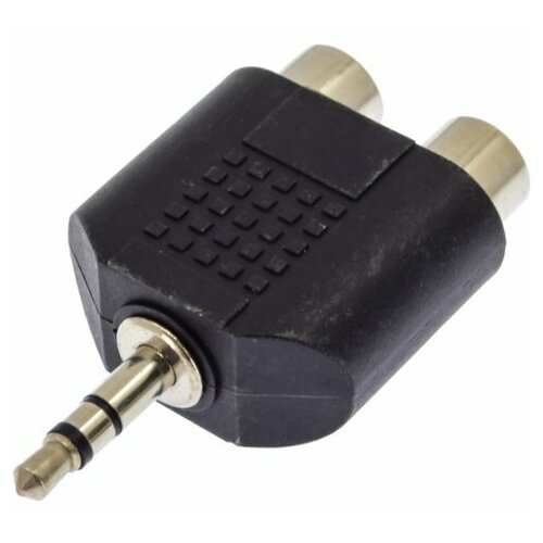 Аудио-переходник (адаптер) 2RCA (тюльпан)-3.5 мм, черный аудио переходник адаптер noname 2rca тюльпан 3 5 мм черный