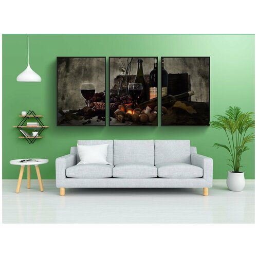 фото Набор модулных постеров для интерьера "натюрморт, пришел, бутылки" 60x90 см. в тубусе, без рамки lotsprints