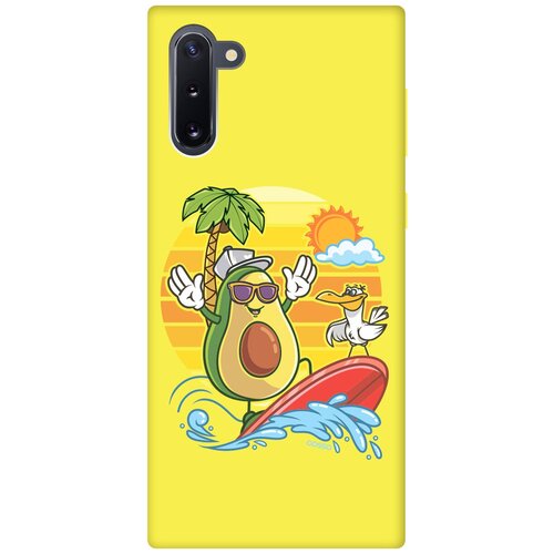 фото Силиконовая чехол-накладка silky touch для samsung galaxy note 10 с принтом "avocado surfer" желтая gosso