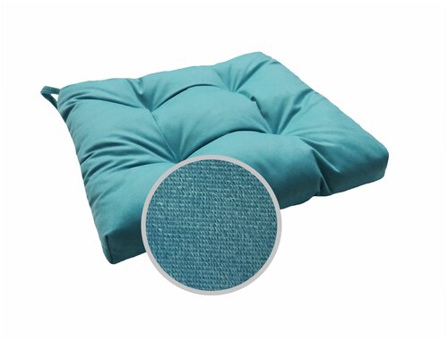 Подушка декоративная на стул велюр классика бирюзовый