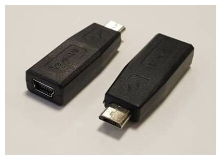 1 шт, Переходник с розетки Mini-USB тип B на вилку Micro-USB тип B