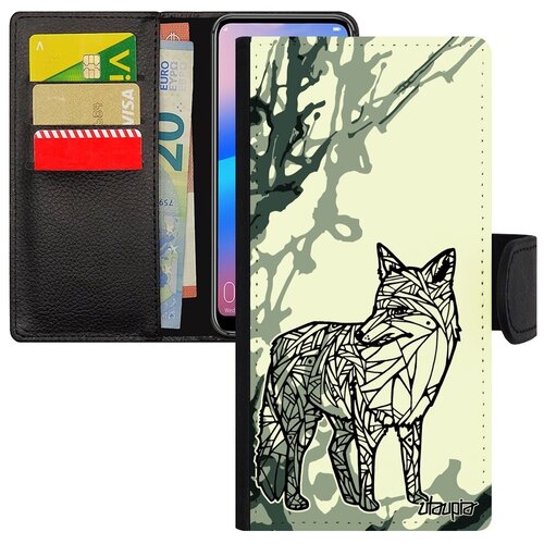 фото Красивый чехол-книжка на телефон // huawei p20 pro // "лиса" хищник дизайн, utaupia, серый