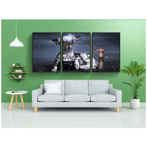 фото Набор модулных постеров для интерьера "фантазия, мифические существа, собака" 60x90 см. в тубусе, без рамки lotsprints