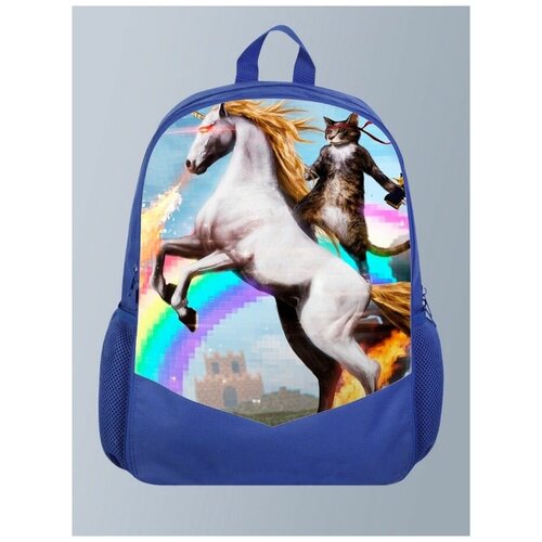 фото Голубой рюкзак с принтом животные единорог nyan cat, единорог, - 77 brutbag