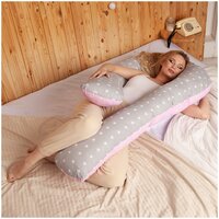 Подушка для беременных Vensalio U340 Comfort "Звезды", розовая с серым, 140x90