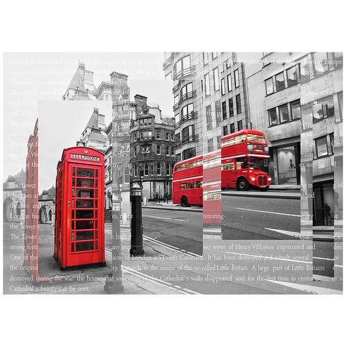 Англия. Телефонная будка коллаж - Виниловые фотообои, (211х150 см)