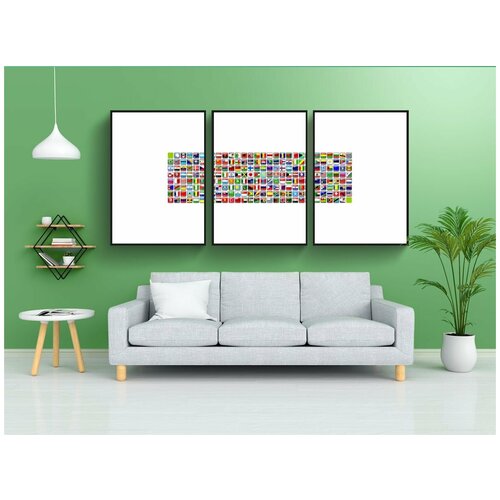 фото Набор модулных постеров для интерьера "баннер, заголовок, флаги" 60x90 см. в тубусе, без рамки lotsprints