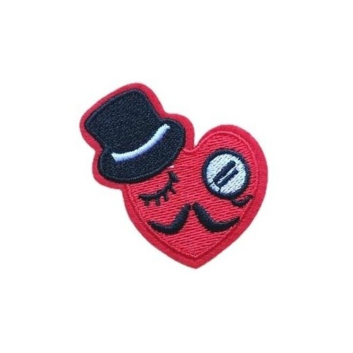 Нашивка Заплатка Шеврон Текстильный патч Mr. Heart мистер сердце в шляпе