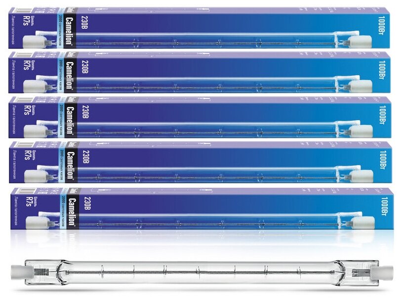 Лампа галогенная J189 1000Вт линейная R7s 2850К 240В лин. 189мм Camelion 2938 (5шт. в упак.)