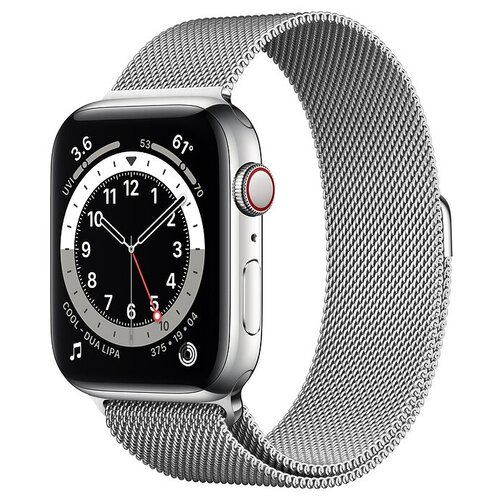 Часы Apple Watch Series 6 GPSCellular 40mm Silver Stainless Steel Case with Silver Milanese Loop 3580000₽