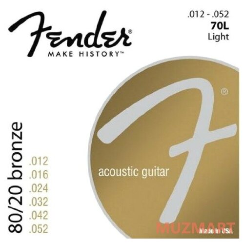 Струны для акустической гитары, бронза FENDER STRINGS NEW ACOUSTIC 70L 80/20 BRNZ BALL END 12-52 струны для акустической гитары fender strings new acoustic 60l phos bronze ball 12 53