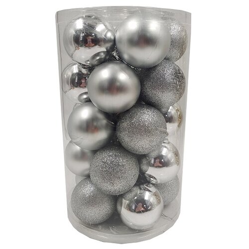 фото Набор елочных шаров winter glade 60125g002, серебряный, 6 см, 25 шт.