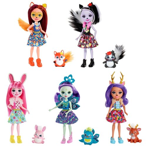 игрушка enchantimals кукла с питомцем лисичка фелисити fxm71 Кукла Mattel Enchantimals Пэттер Павлина с питомцем Флэп DVH87/Павлин