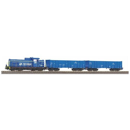 фото Стартовый набор «грузовой поезд с тепловозом sm 42 и 2-мя грузовыми вагонами» pkp cargo iv, рельсы на подложке piko
