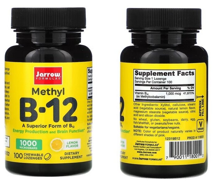 Таблетки Jarrow Formulas Methyl B-12, 80 г, 1000 мкг, 100 шт.