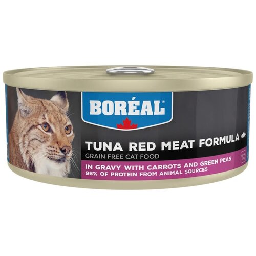 Корм влажный Boreal, для кошек, беззерновой, с красным мясом тунца в соусе, морковью и зеленым горошком, 480г ( 80г x 6шт. )